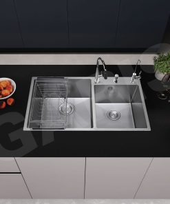 CHẬU RỬA 2 HỐ LỆCH THOÁT TRÒN GS21.82